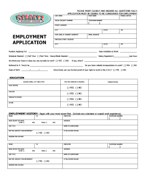 P Terry&#039;s Hiring Age  Form