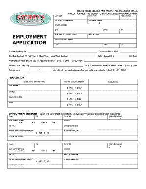 P Terry's Hiring Age Form