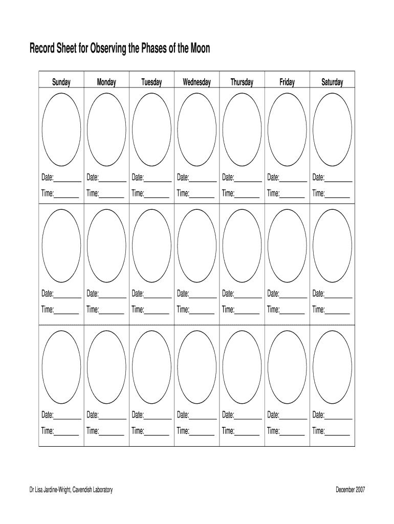  Phases of the Moon Sheet 2007-2024