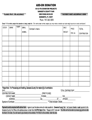 Add on Donation Form Sarasota Fair