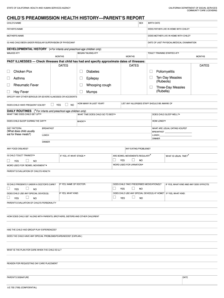  Lic 702  Form 1999