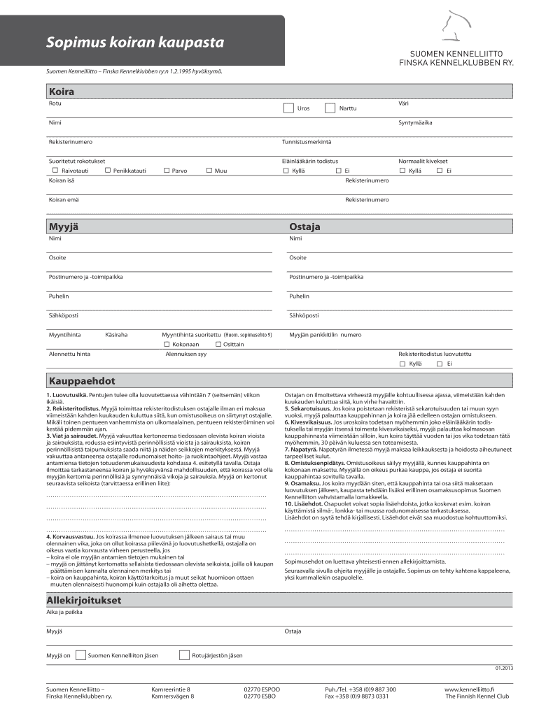 Koiran Kauppakirja Form Fill Out And Sign Printable PDF Template 