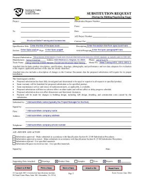 Pre Bid Substitution RequestCSI 1 5C Web Form