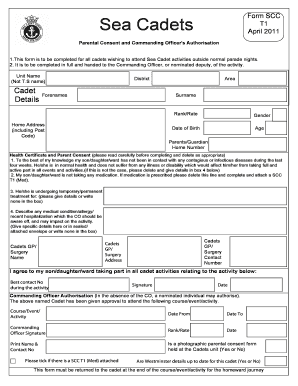 Sea Cadets T1 April Sea Cadets  Form