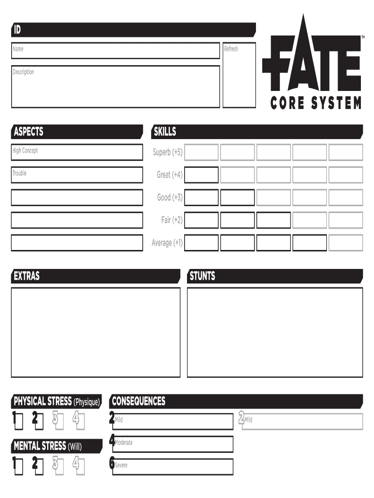 Fate Character Sheet  Form