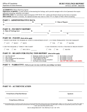 Hurt Feelings Report PDF  Form