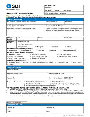 Remittance Form Sbi