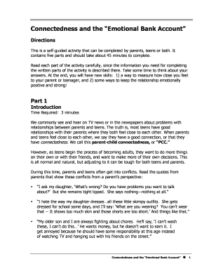 Emotional Bank Account Worksheet  Form