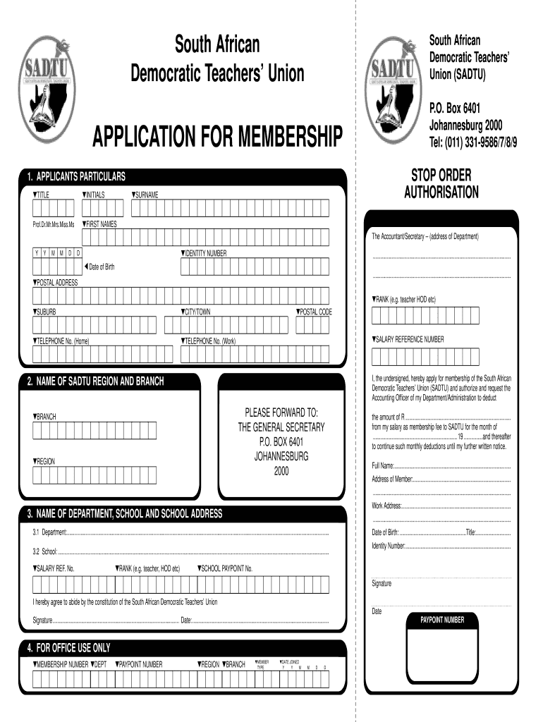 Sadtu Membership  Form