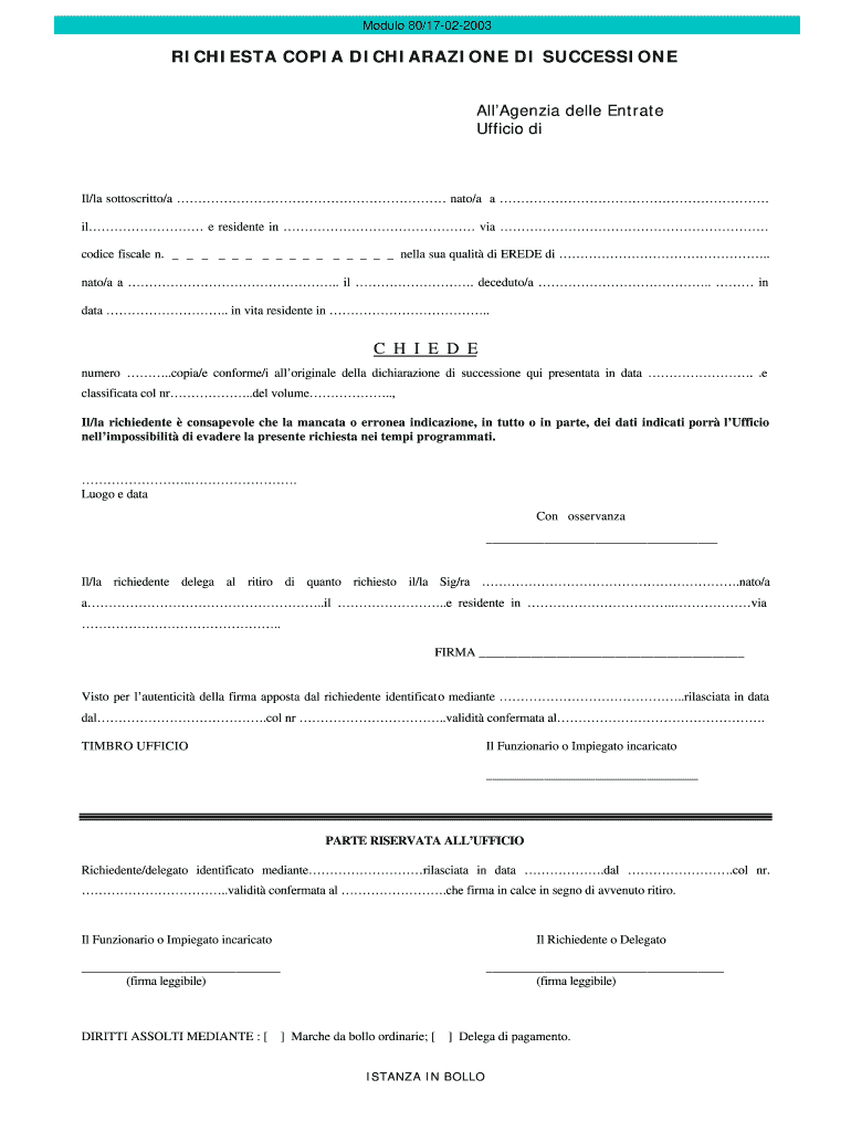 Auto Dichiarazione PDF  Form