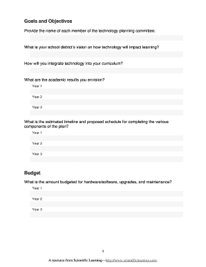 School Technology Plan Template  Form