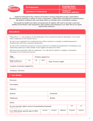 Inghams Application Form