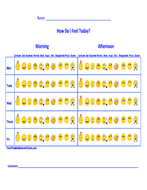 Feeling Charts Printable Behavior Charts  Form