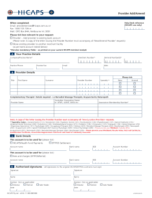 Hicaps Add Provider  Form