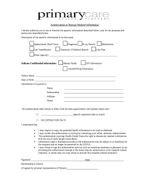 Authorization to Discuss Medical Information