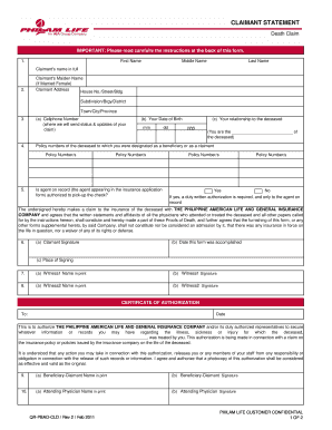 Philam Life Death Claim Form