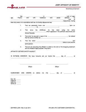 Sample of Joint Affidavit  Form