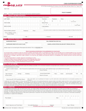 Philam Life Surrender Policy  Form