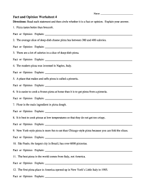 Fact and Opinion Worksheet 4 Answers  Form