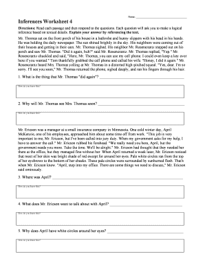 Inferences Worksheet 4 Answer Key  Form