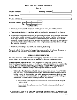 AHTC Form 205 Parts a &amp; B WHEDA Section 42 Compliance Manual