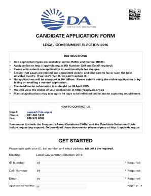 Da Application Form