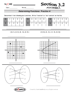 Determining Functions Practice a Answer Key  Form