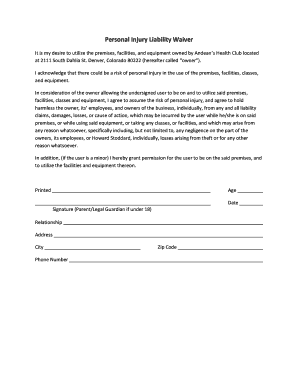 Injury Waiver Form