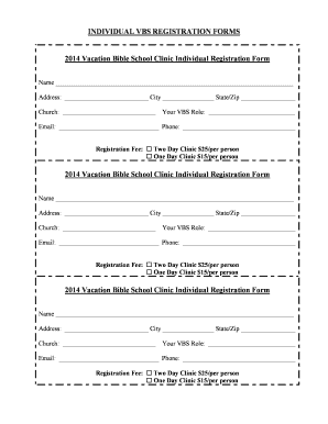 Vbs Registration Form Template