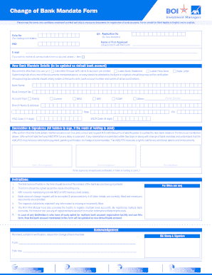 Boi Axa Mutual Fund Change of Bank Form