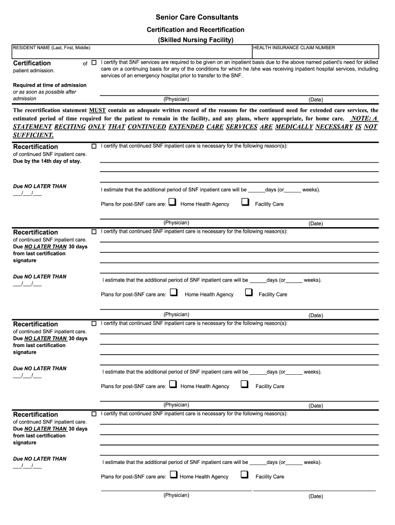 Delayed Medicare Certification Form