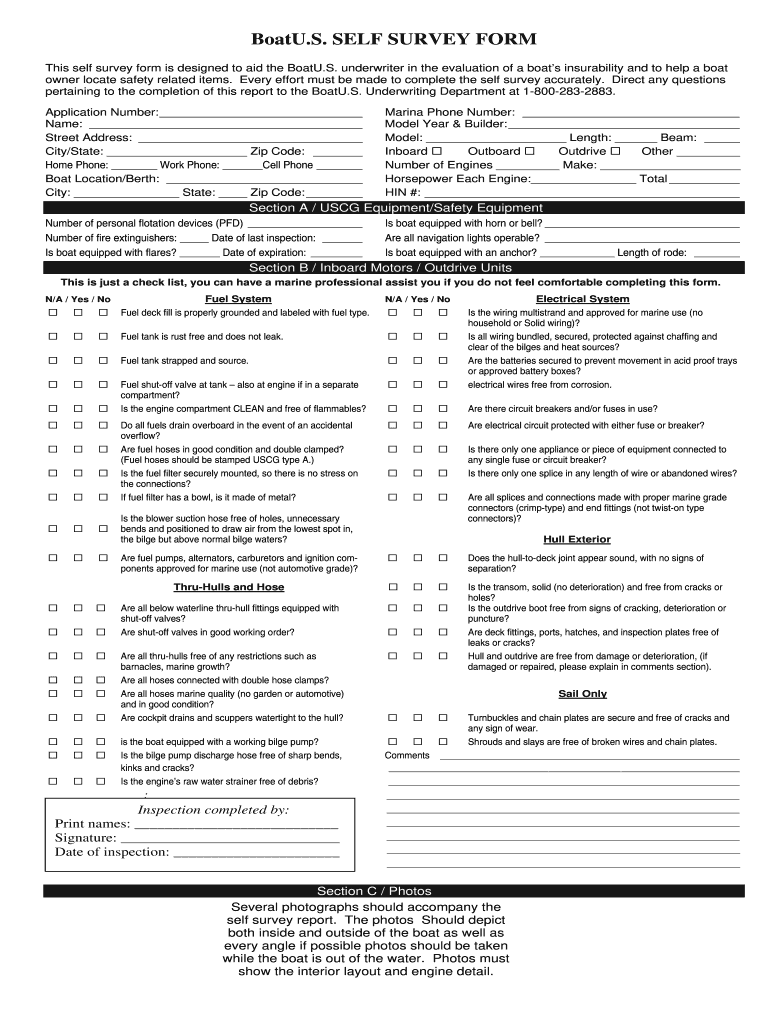 Self Survey Assessment  Form