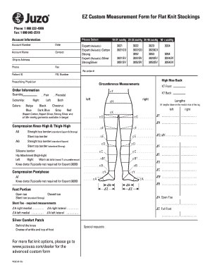 EZ Custom Measurement Form for Flat Knit Stockings