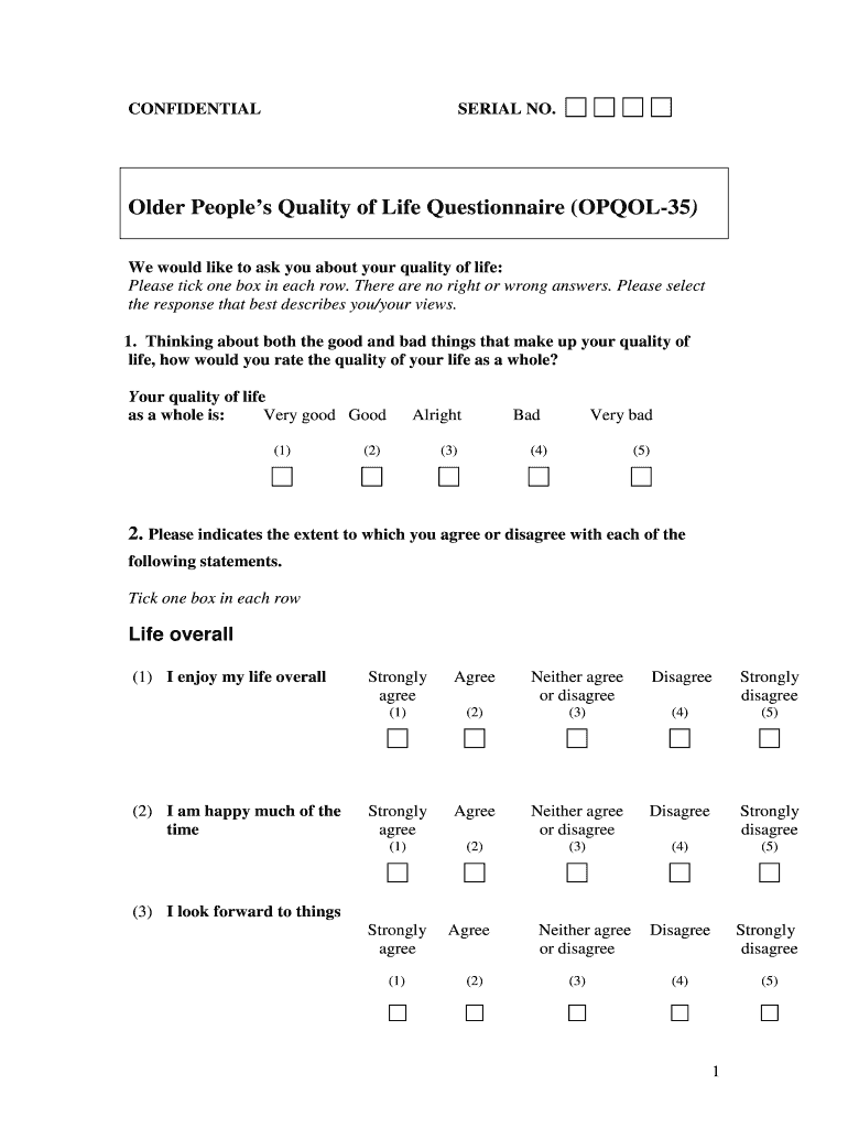 Older People's Quality of Life Questionnaire PDF  Form