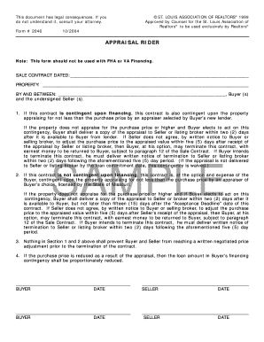 Appraisal Rider Form 2046