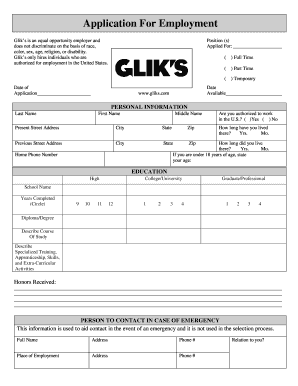 Gliks Intranet  Form