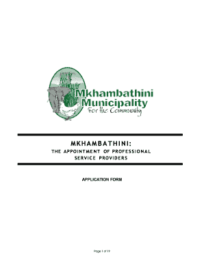 Umshwathi Municipality Database Forms