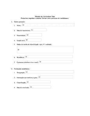 Curriculum Vitae PDF Para Preencher  Form