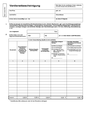 Verdienstbescheinigung  Form