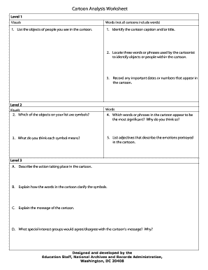 Cartoon Analysis Worksheet PDF  Form