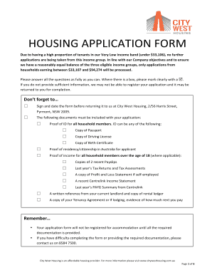 City West Housing Application  Form