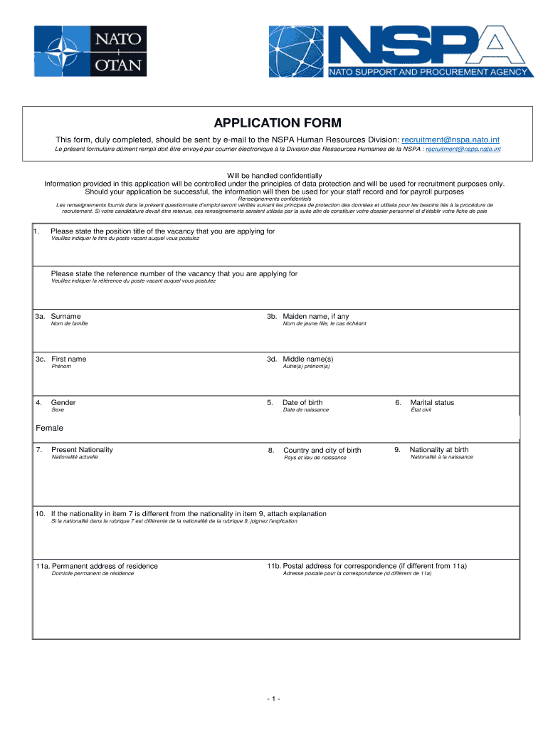 Get and Sign Nspa Application Form