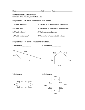 Chapter 9 Practice Test Surface Area  Form