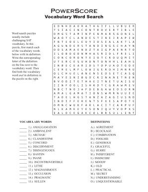 Powerscore Vocabulary Word Search  Form