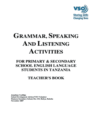 Grammar Speaking and Listening Activities Tanzania PDF Vso  Form