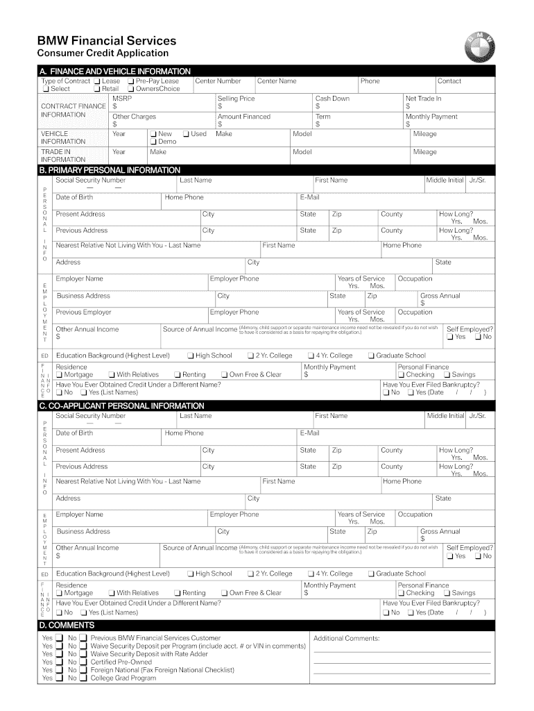  Bmw Credit Application 2009-2024