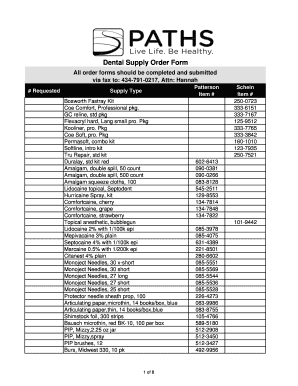 Dental Inventory Spreadsheet PDF  Form