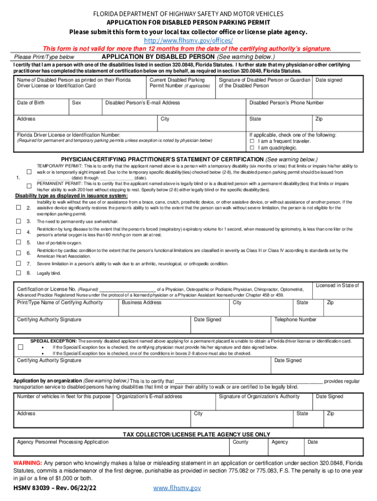  Florida Application Disabled Permit 2022-2024