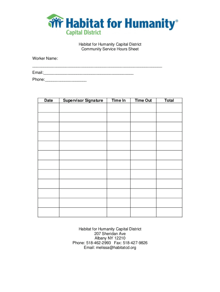  Service Hours Time Sheet Fill Online, Printable, Fillable, Blank 2017-2024