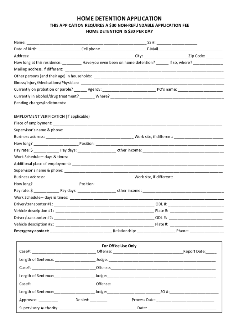 HOME DETENTION APPLICATION Jackson County, Oregon  Form